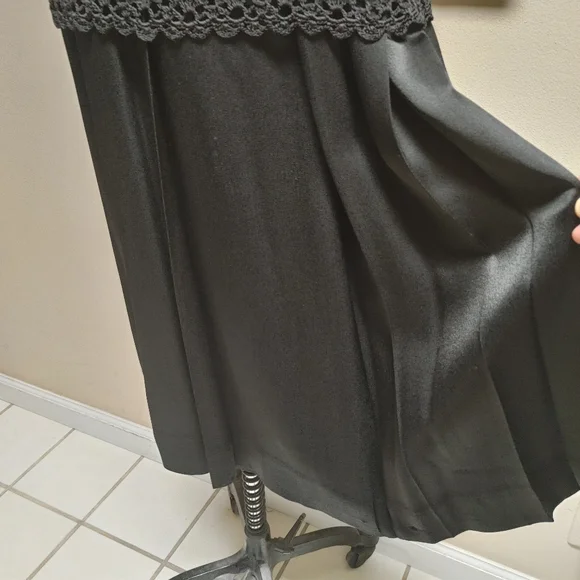 VTG Something! Oscar De la Renta Black Satin Maxi Skirt XXS-XS